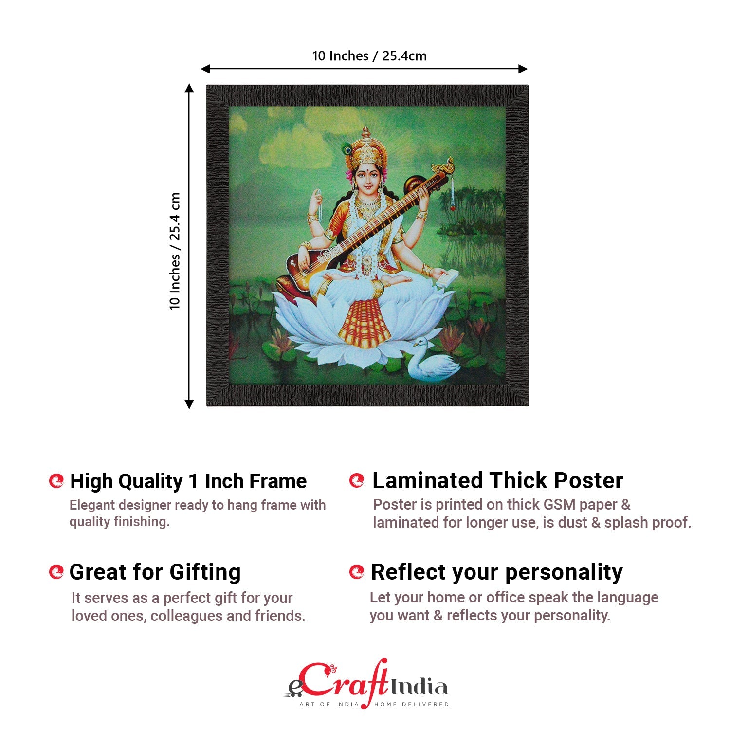Goddess Saraswati Painting Digital Printed Religious Wall Art Kafalo