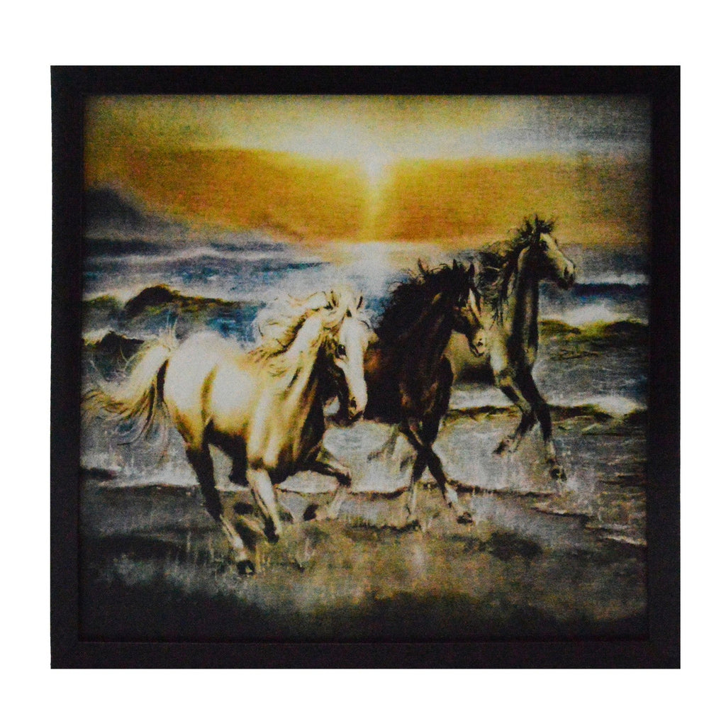Running Lucky Horses Design Satin Matt Texture UV Art Painting Kafalo