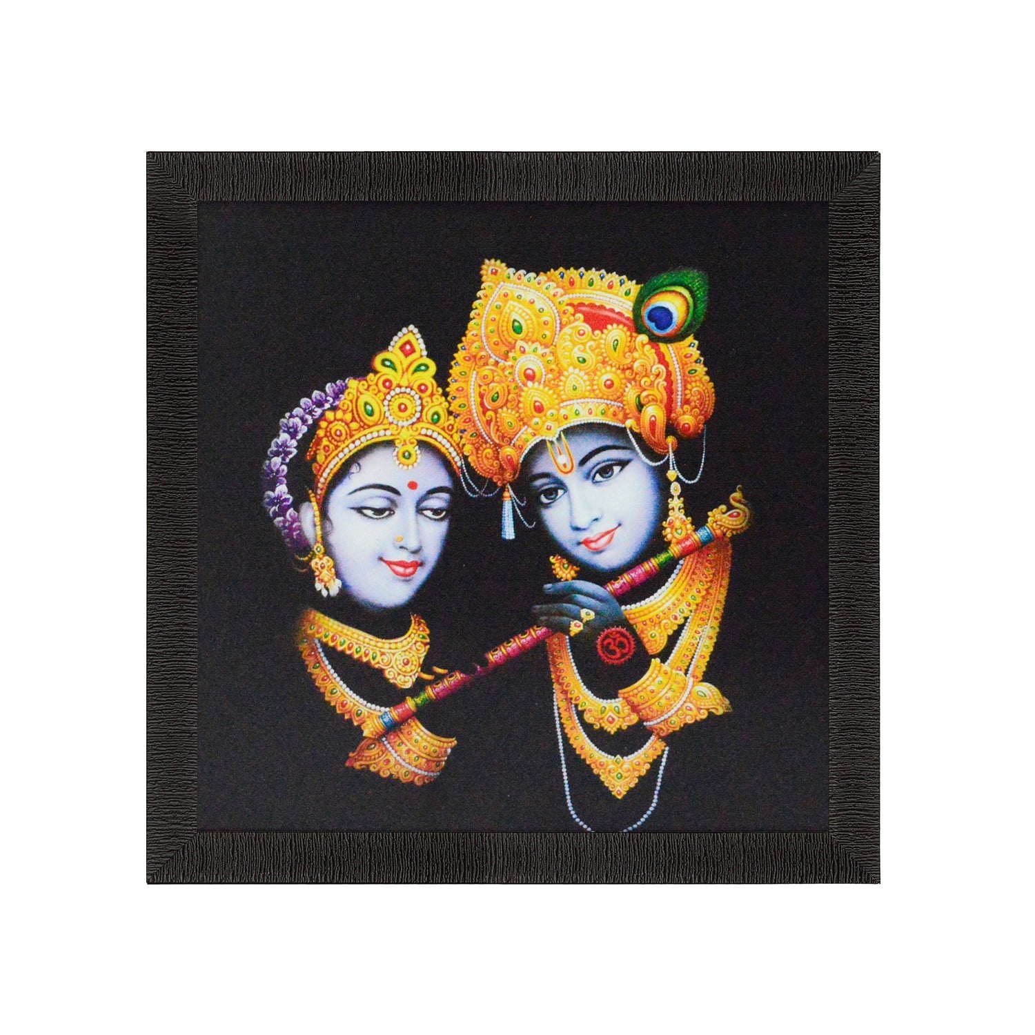 Radha Krishna playing Flute Satin Matt Texture UV Art Painting Kafalo