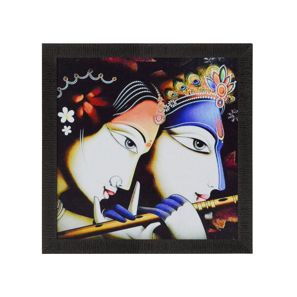 Radha Krishna playing Flute Satin Matt Texture UV Art Painting Kafalo