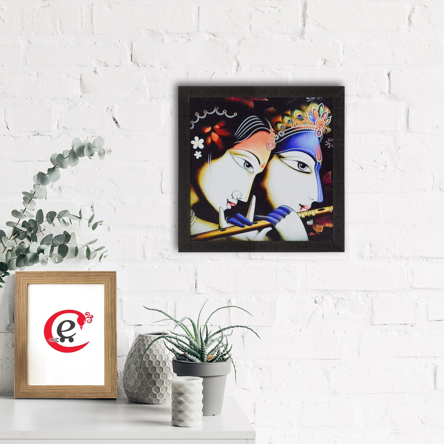Radha Krishna playing Flute Satin Matt Texture UV Art Painting Kafalo