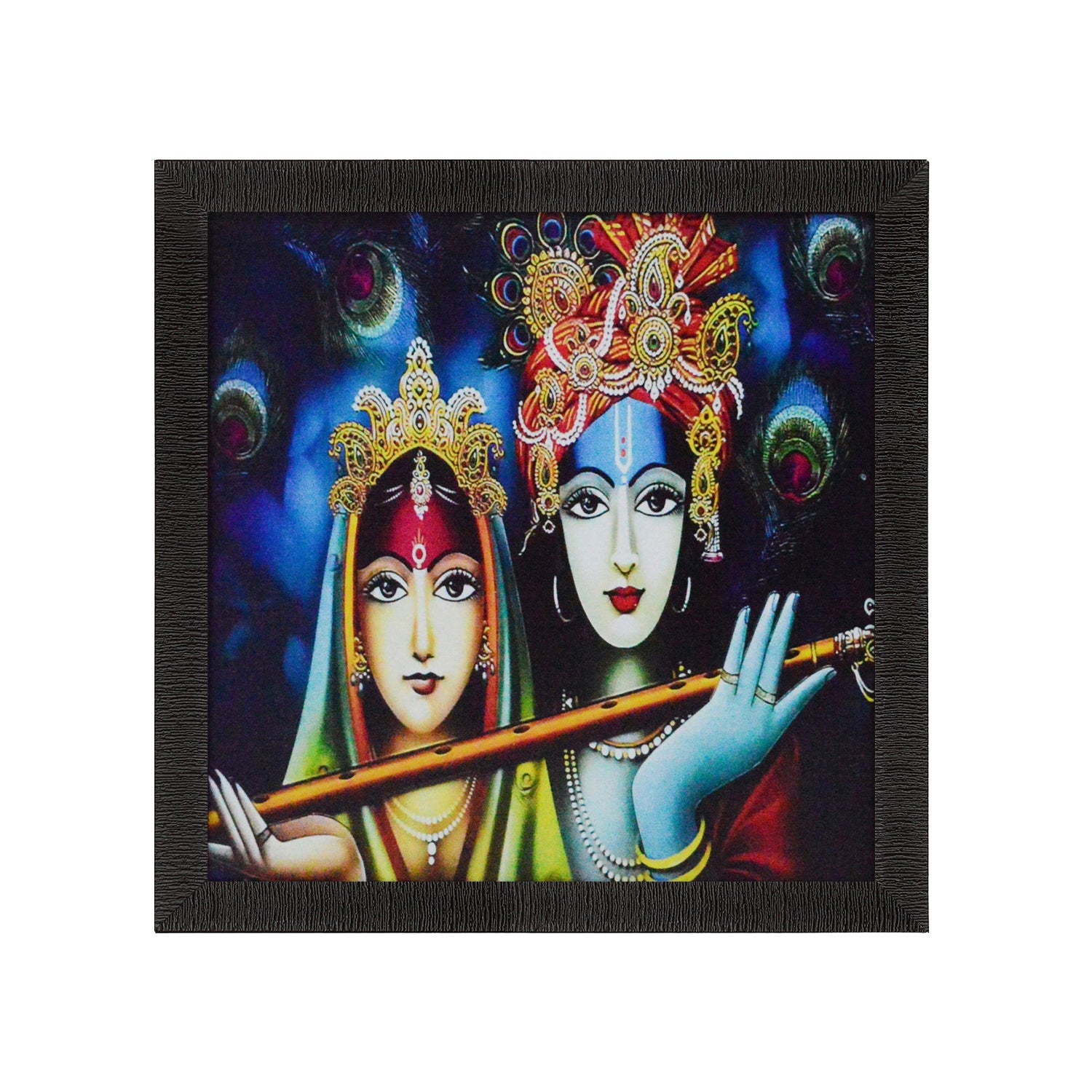 Radha Krishna Holding Flute In Hand Wall Painting Digital Printed Religious Art Kafalo