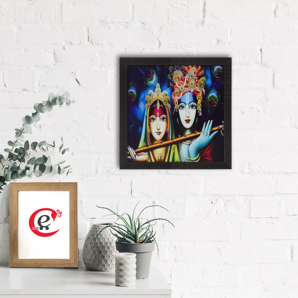Radha Krishna Holding Flute In Hand Wall Painting Digital Printed Religious Art Kafalo