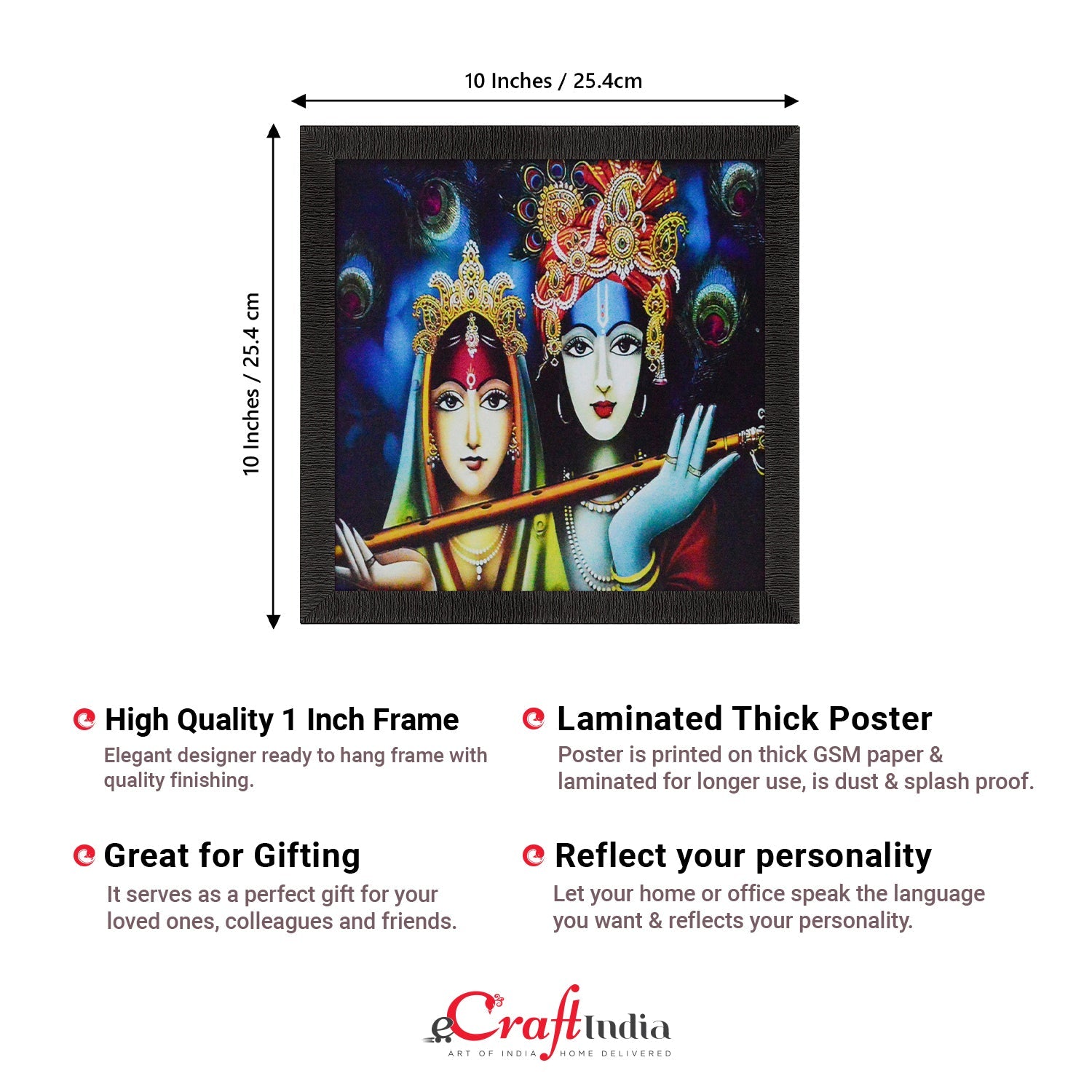 Radha Krishna Holding Flute In Hand Wall Painting Digital Printed Religious Art Kafalo