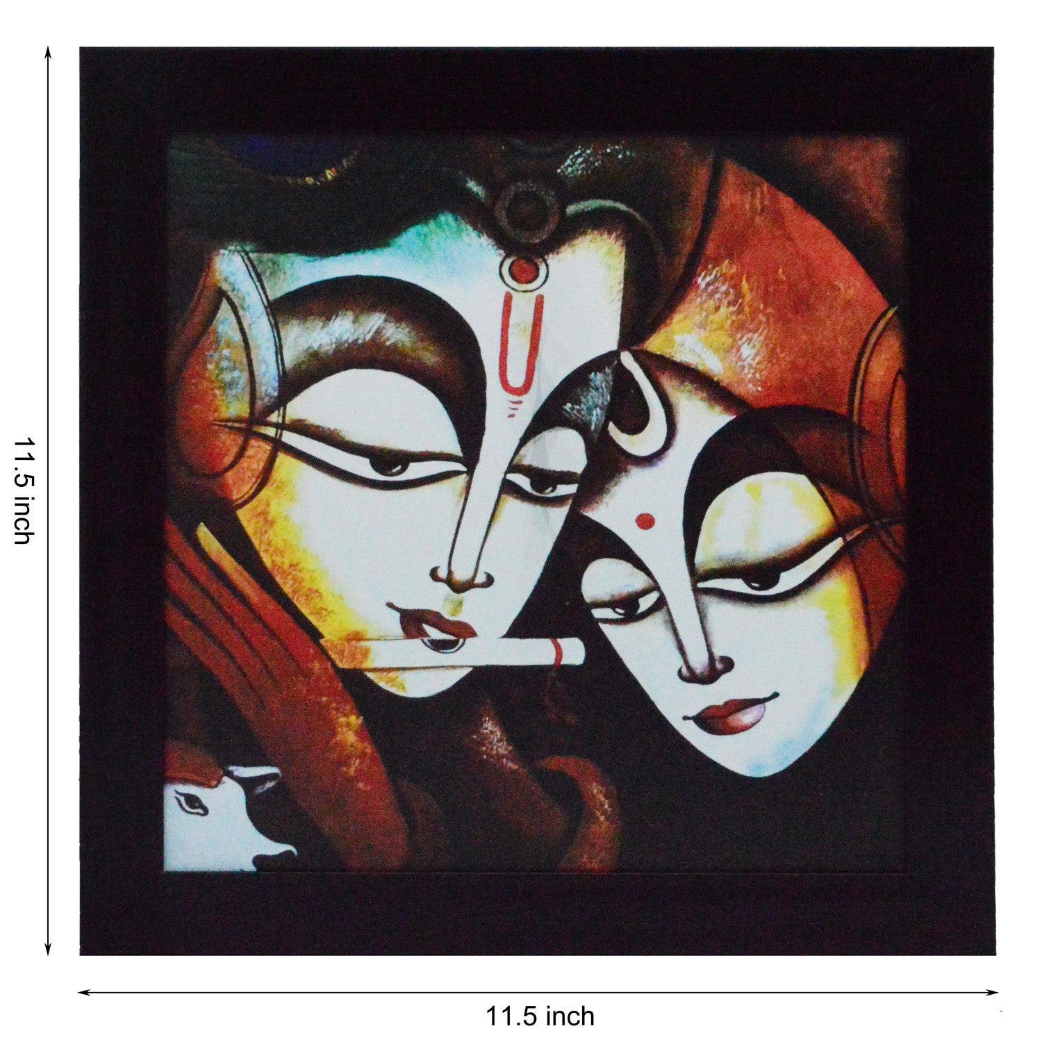 Radha Krishna playing Flute Satin Matt Texture UV Art Painting Kafalo