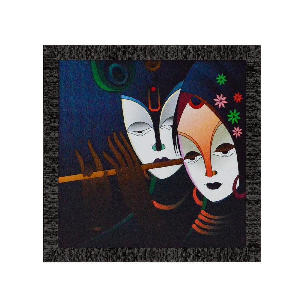 Radha Krishna playing Flute Satin Matt Texture UV Art Painting Kafalo