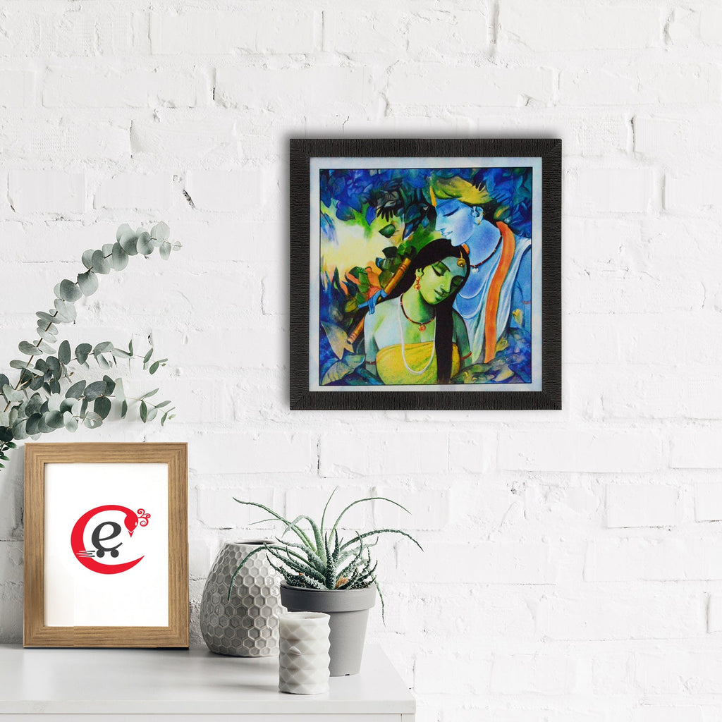 Radha Krishna Love Scene Painting Digital Printed Religious Wall Art Kafalo