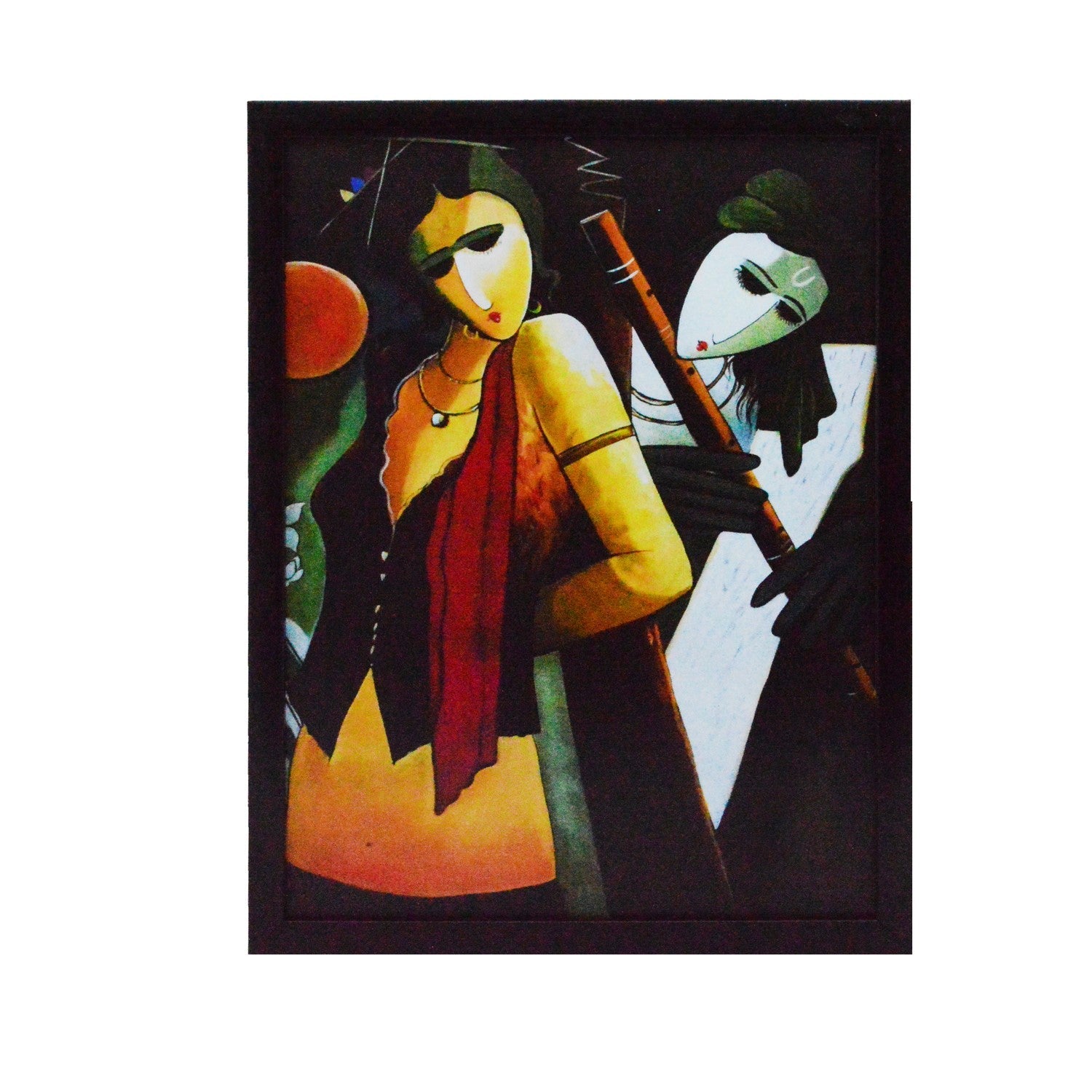 Radha Krishna playing Flute Satin Matt Texture UV Art Painting Kafalo