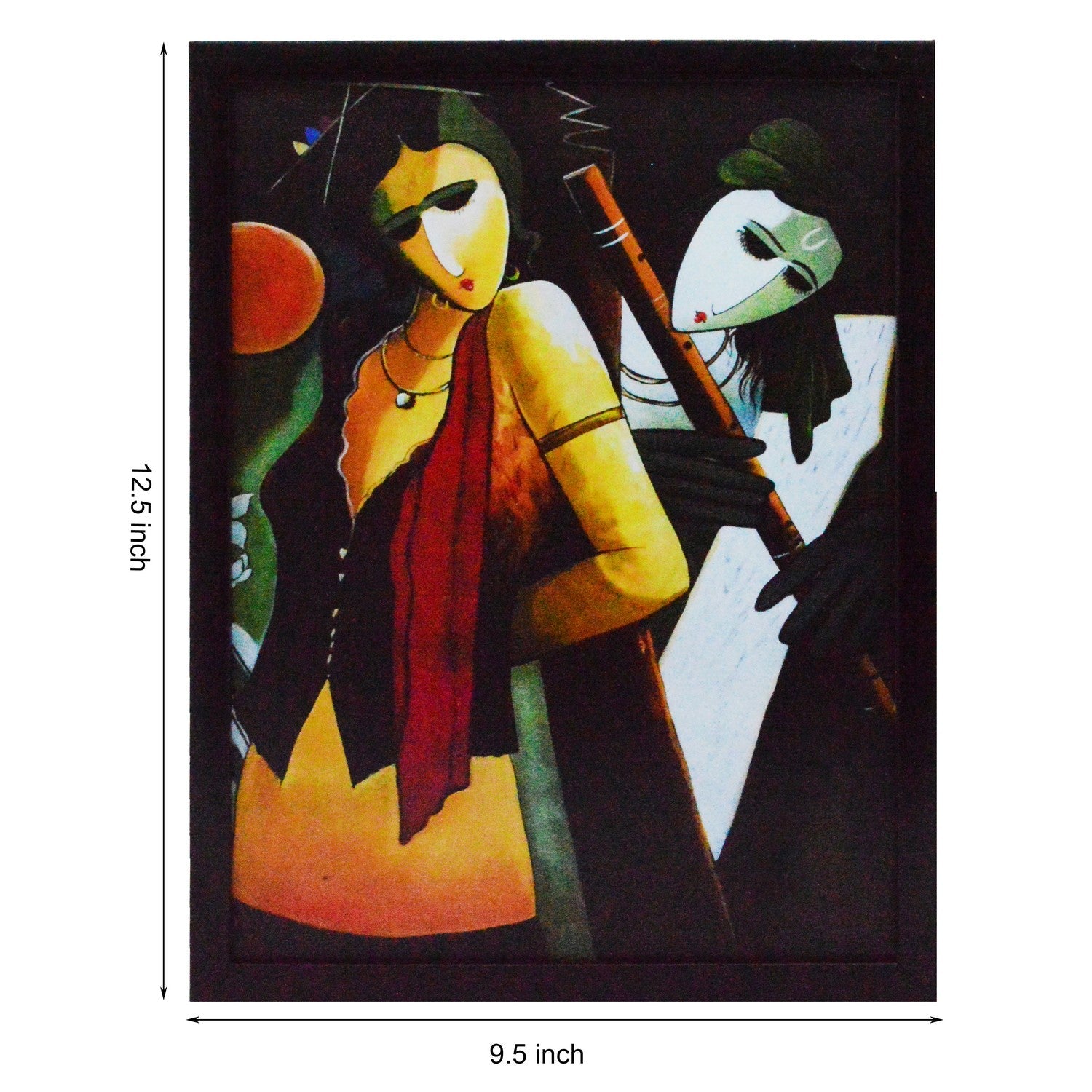 Radha Krishna playing Flute Satin Matt Texture UV Art Painting Kafalo