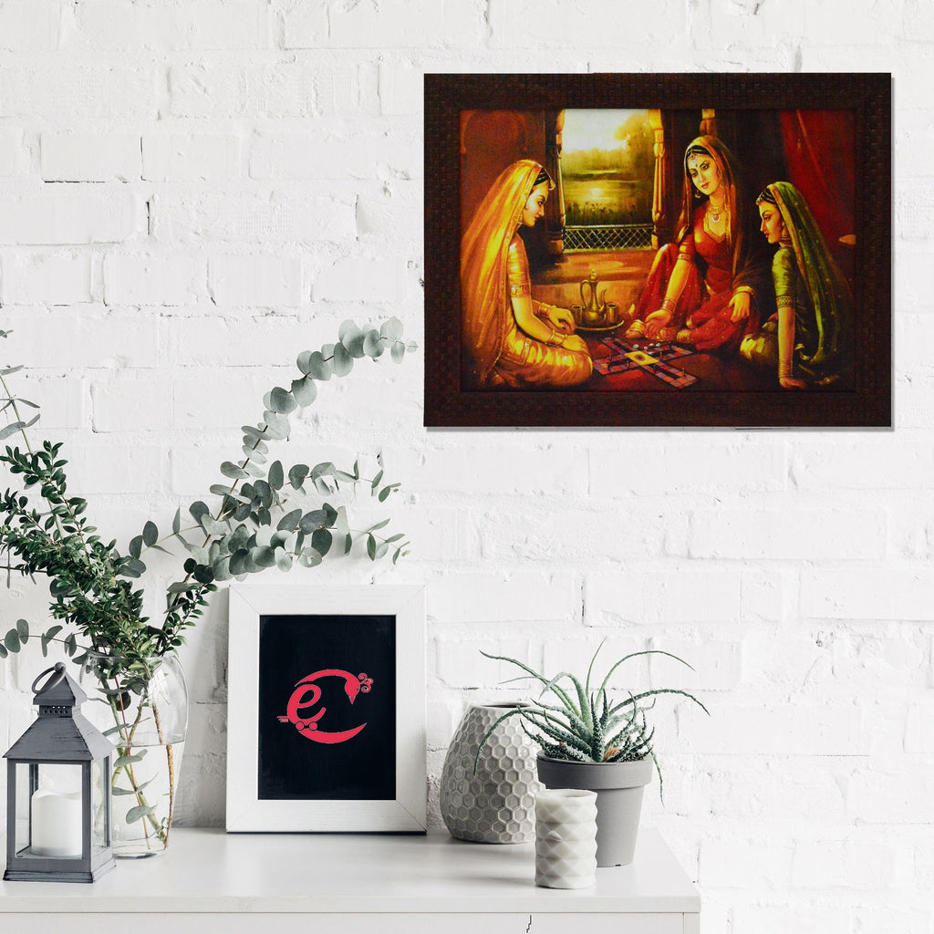 Women Playing Game Satin Matt Texture UV Art Painting Kafalo