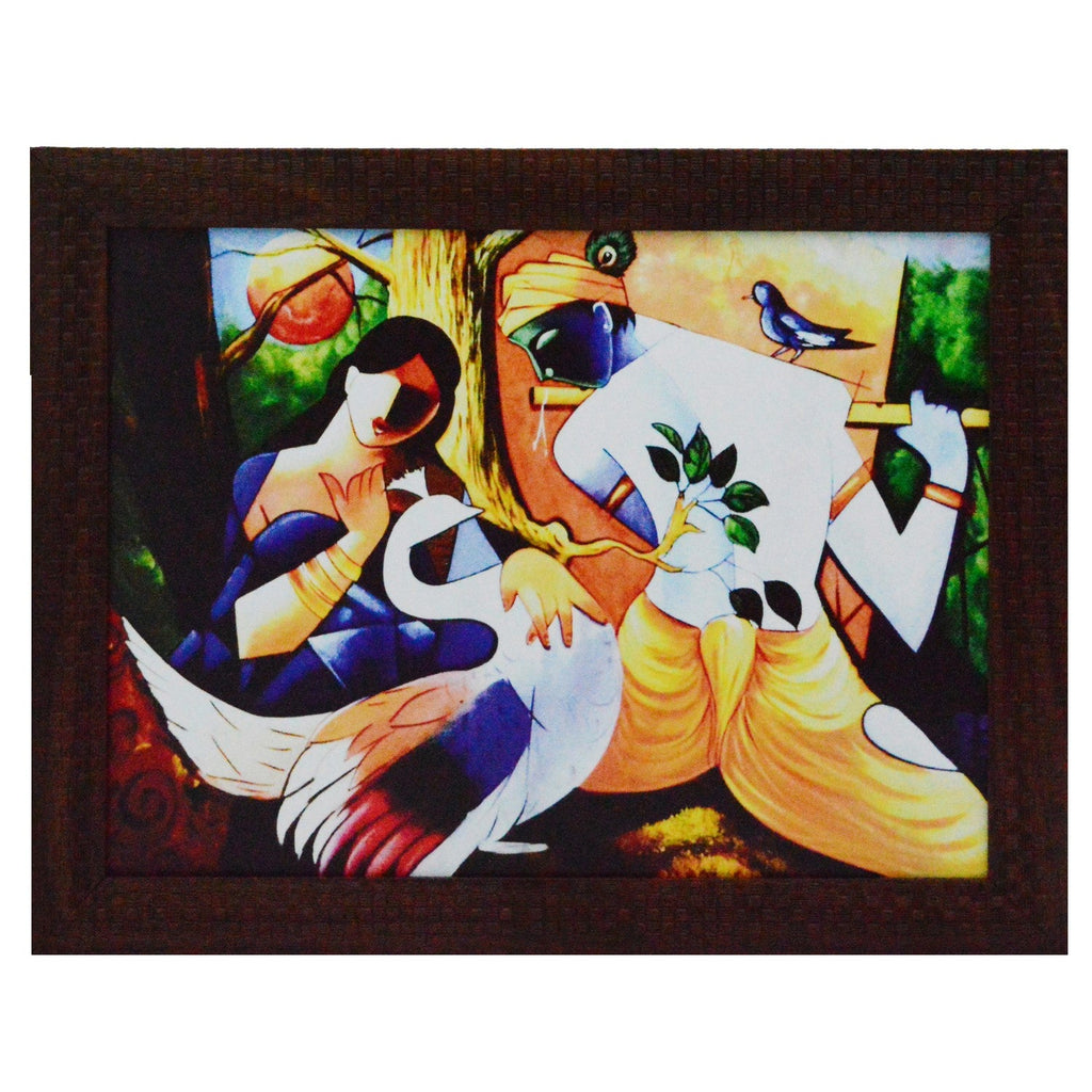 Abstract Radha Krishna Satin Matt Texture UV Art Painting Kafalo