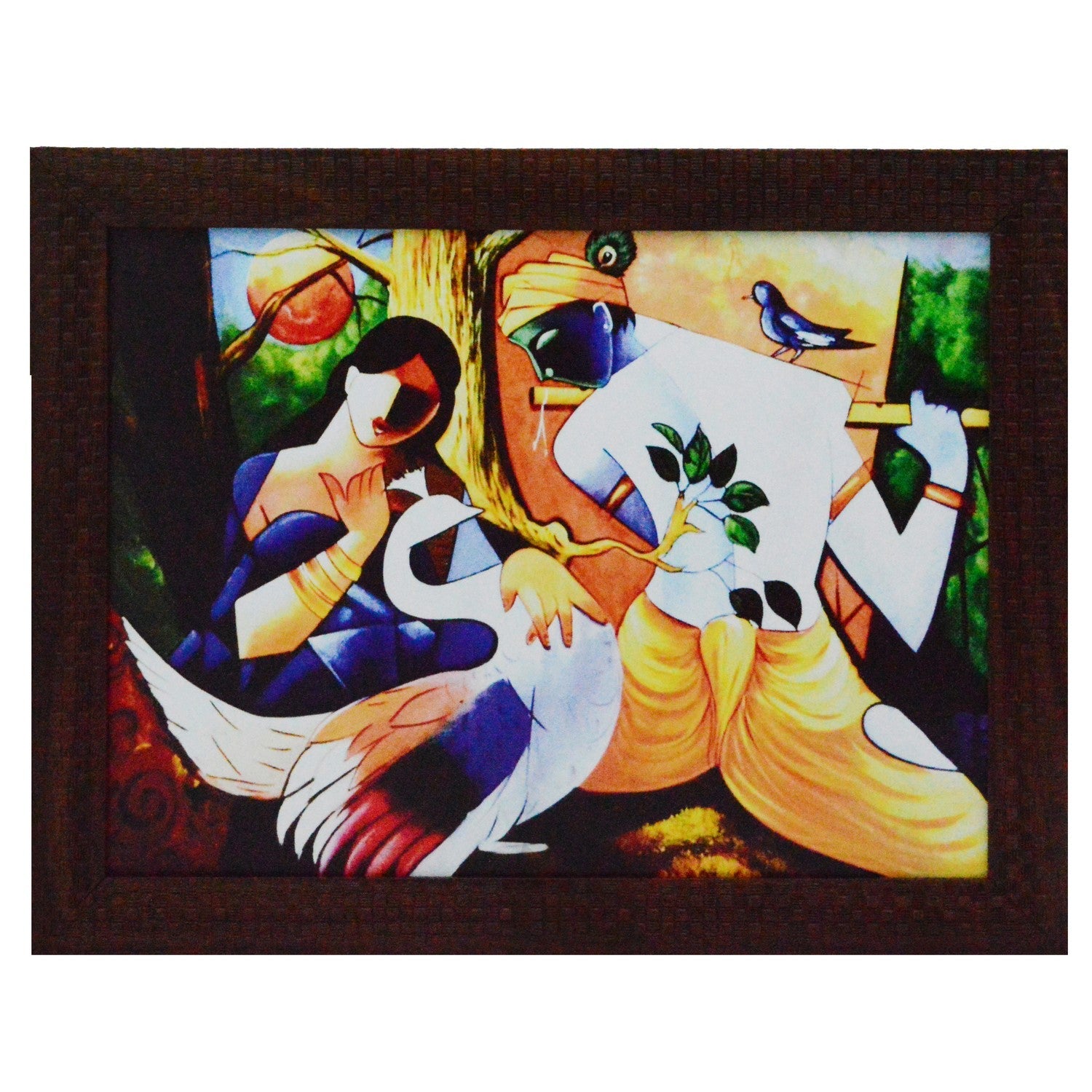 Abstract Radha Krishna Satin Matt Texture UV Art Painting Kafalo