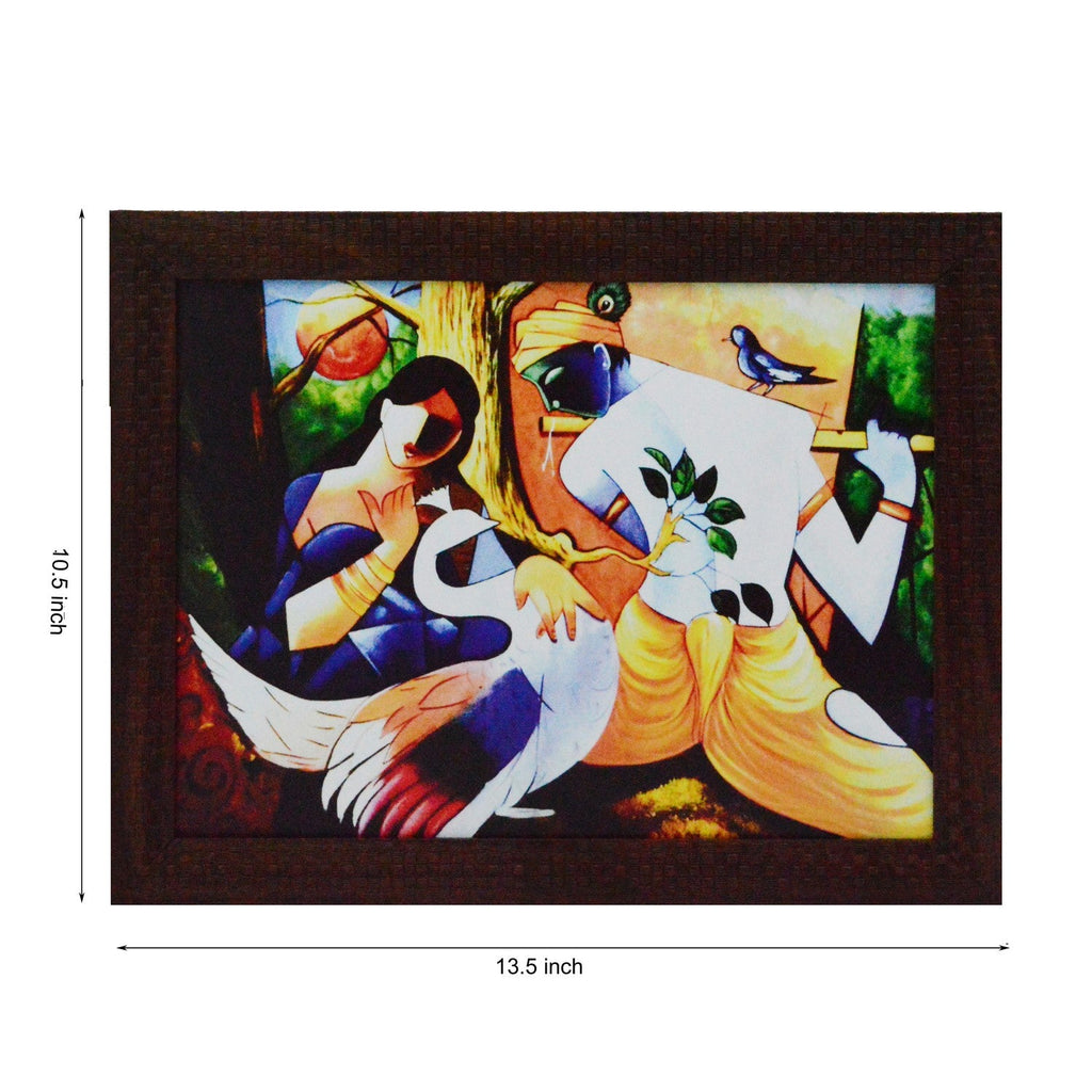 Abstract Radha Krishna Satin Matt Texture UV Art Painting Kafalo