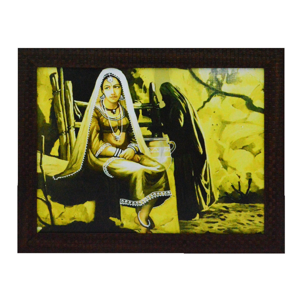 Village Women Design Satin Matt Texture UV Art Painting Kafalo