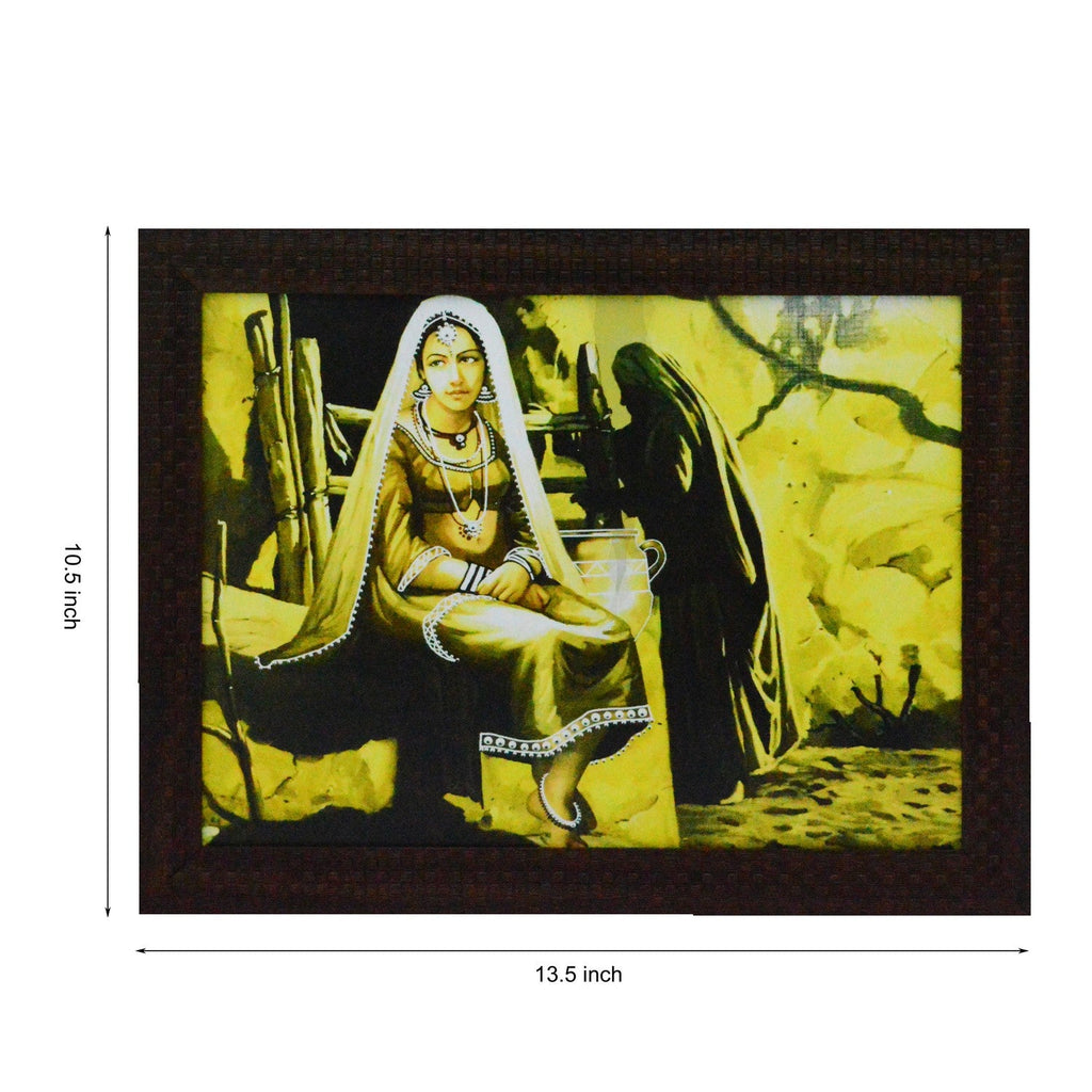 Village Women Design Satin Matt Texture UV Art Painting Kafalo