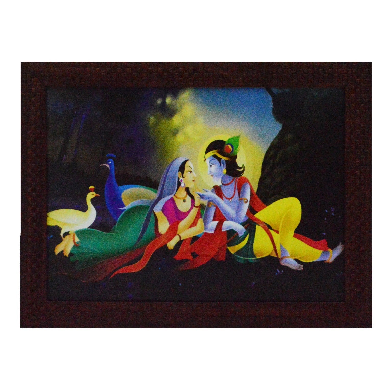 Radha Krishna Love Scene Satin Matt Texture UV Art Painting Kafalo