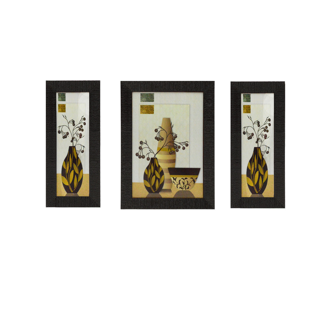 Set of 3 Botanical Satin Matt Textured UV Art Painting Kafalo