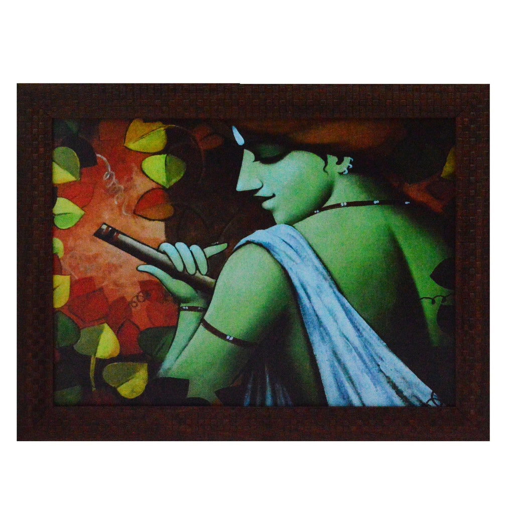 Krishna having Flute Design Satin Matt Texture UV Art Painting Kafalo