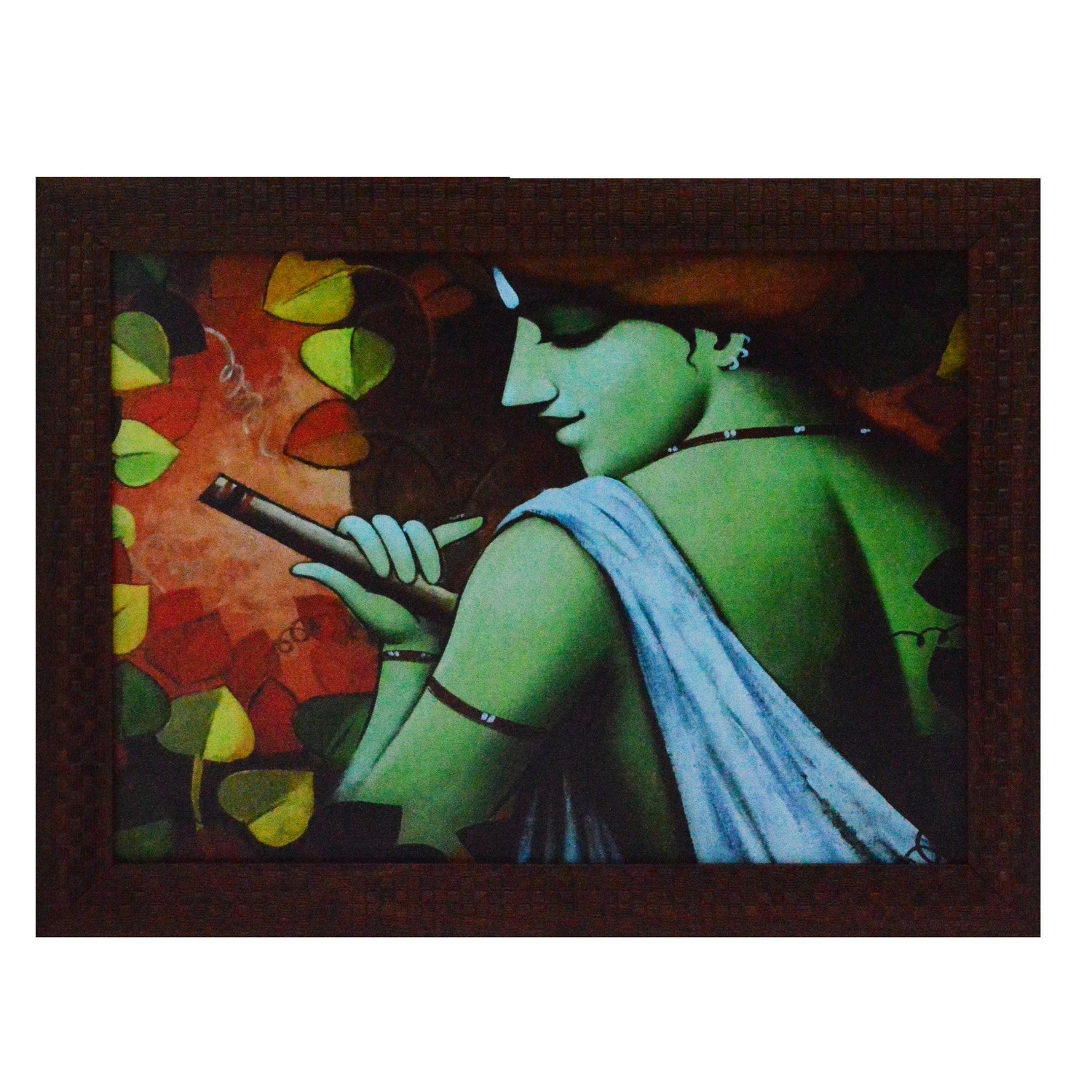Krishna having Flute Design Satin Matt Texture UV Art Painting Kafalo
