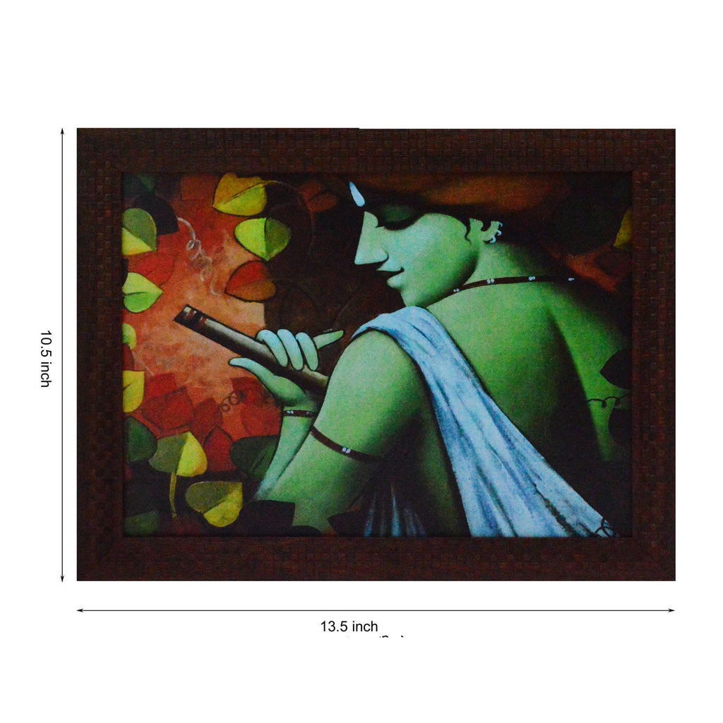 Krishna having Flute Design Satin Matt Texture UV Art Painting Kafalo