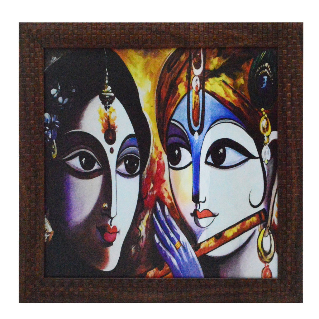Radha Krishna playing Flute Satin Matt Texture UV Art Painting Kafalo