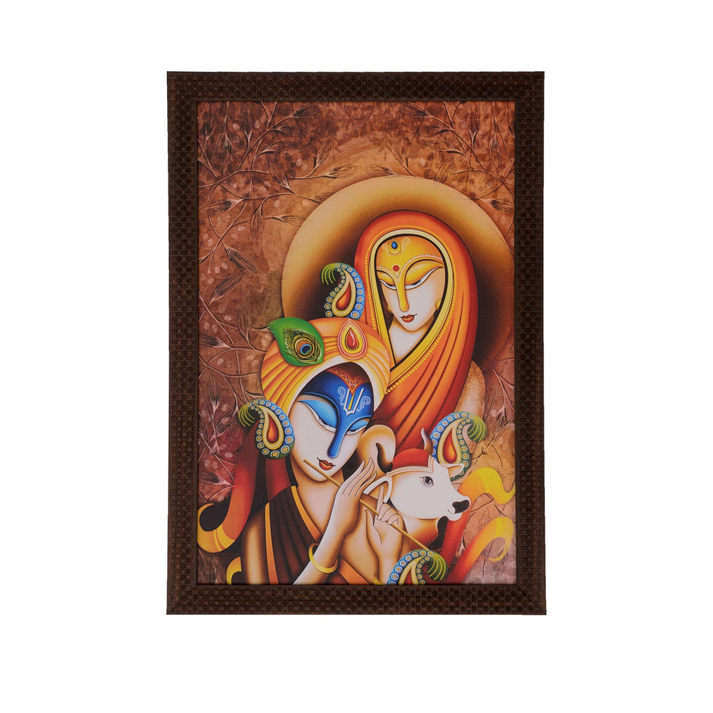 Radha Krishna with Calf Satin Matt Texture UV Art Painting Kafalo