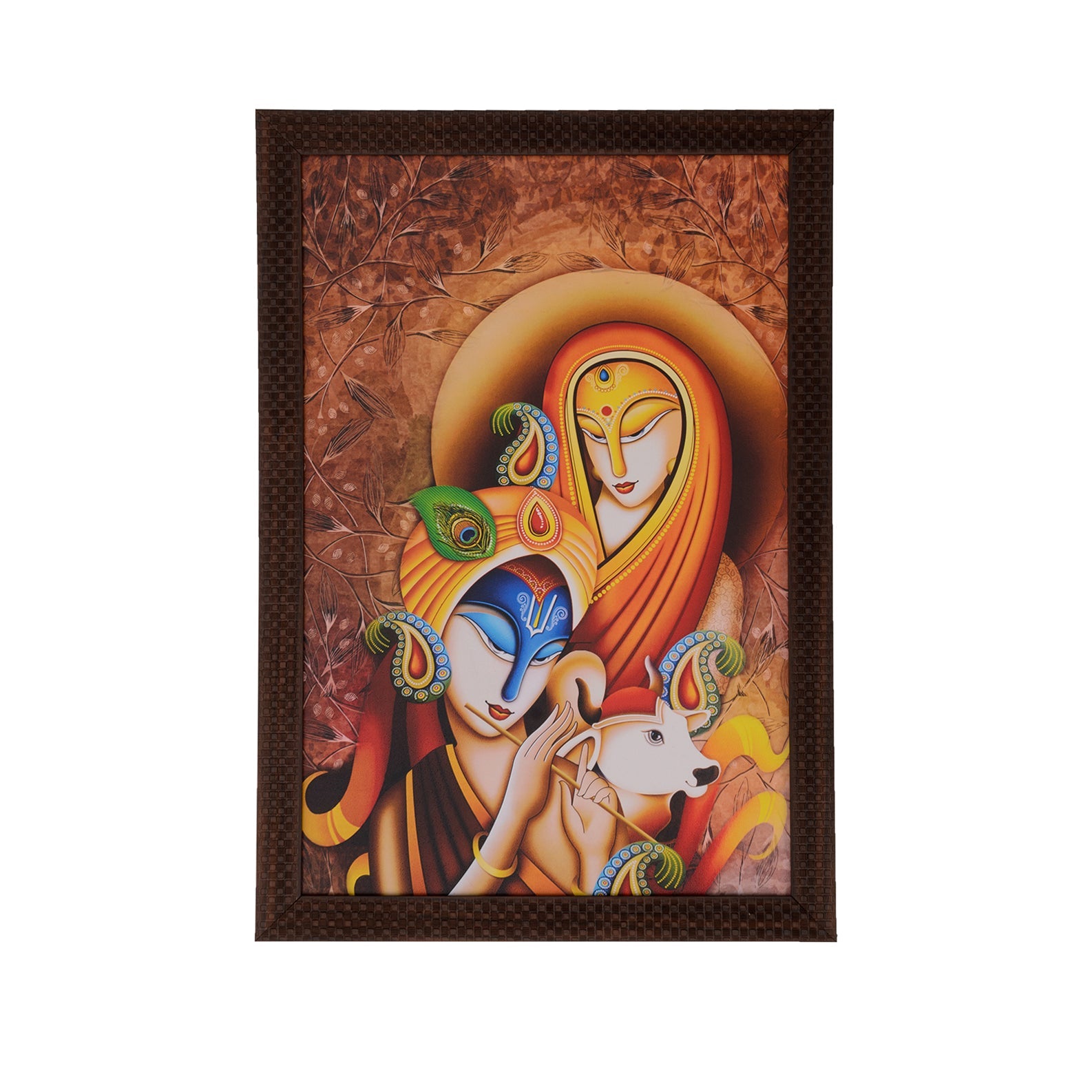 Radha Krishna with Calf Satin Matt Texture UV Art Painting Kafalo