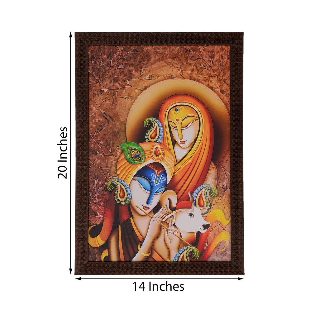 Radha Krishna with Calf Satin Matt Texture UV Art Painting Kafalo