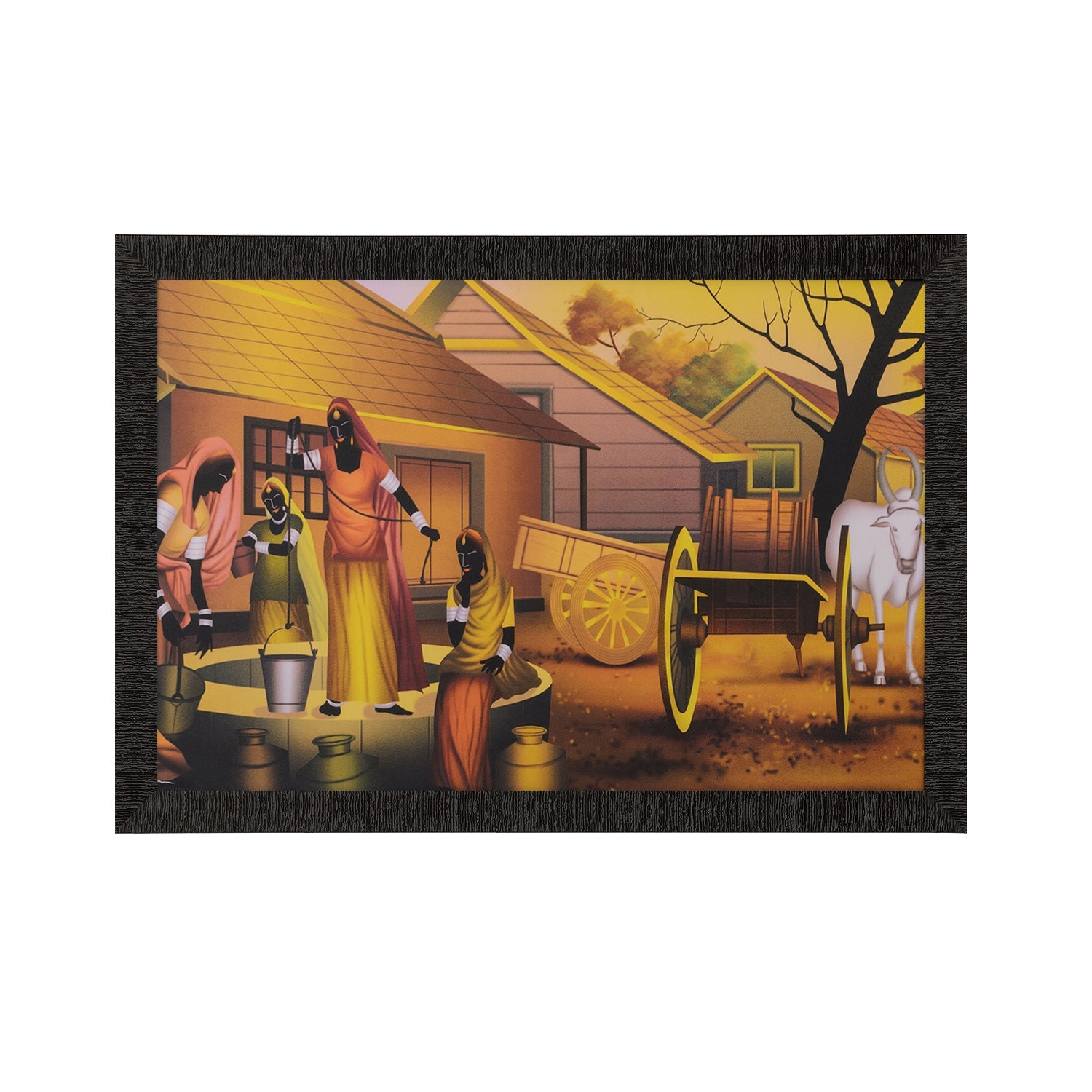 Village Scene Satin Matt Texture UV Art Painting Kafalo