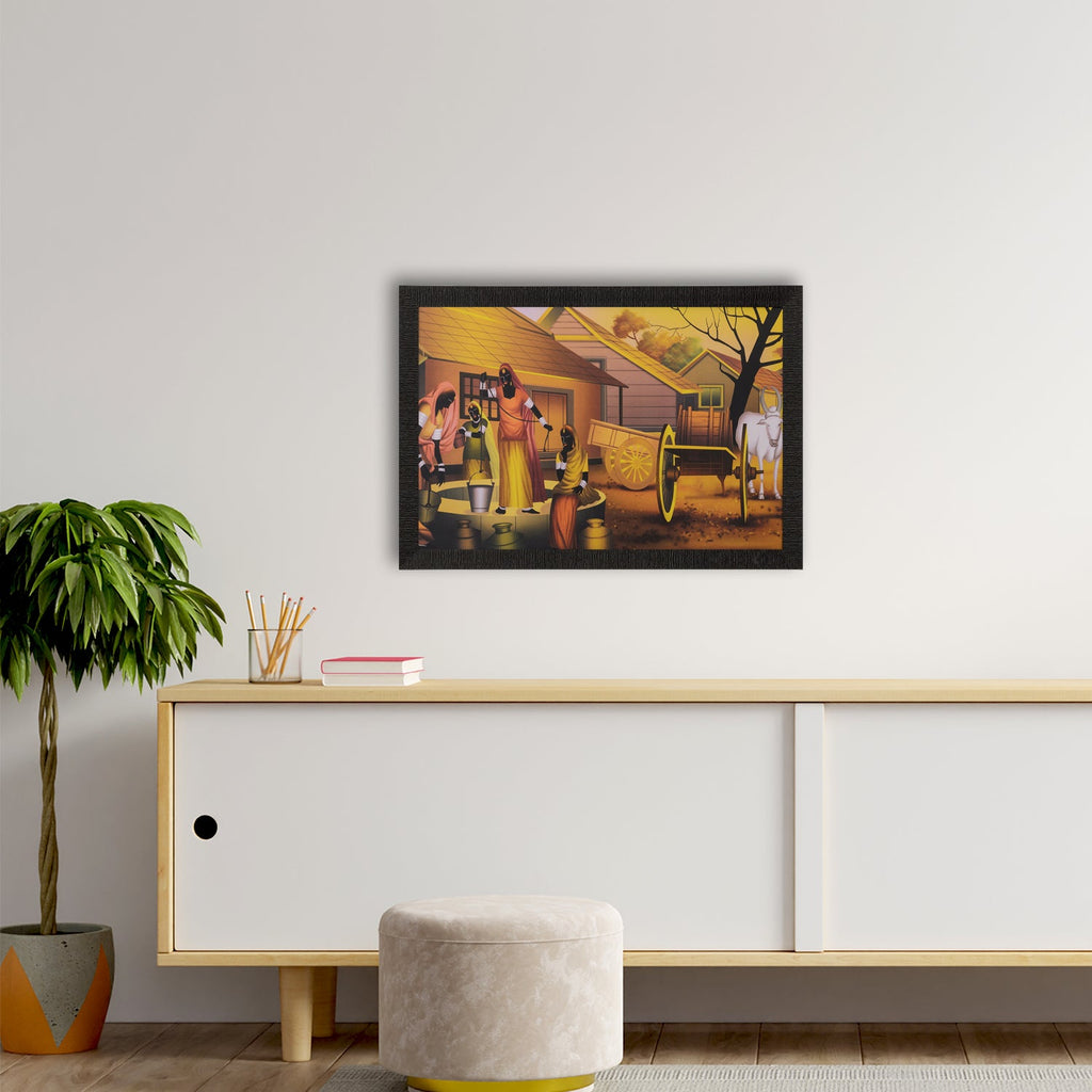 Village Scene Satin Matt Texture UV Art Painting Kafalo