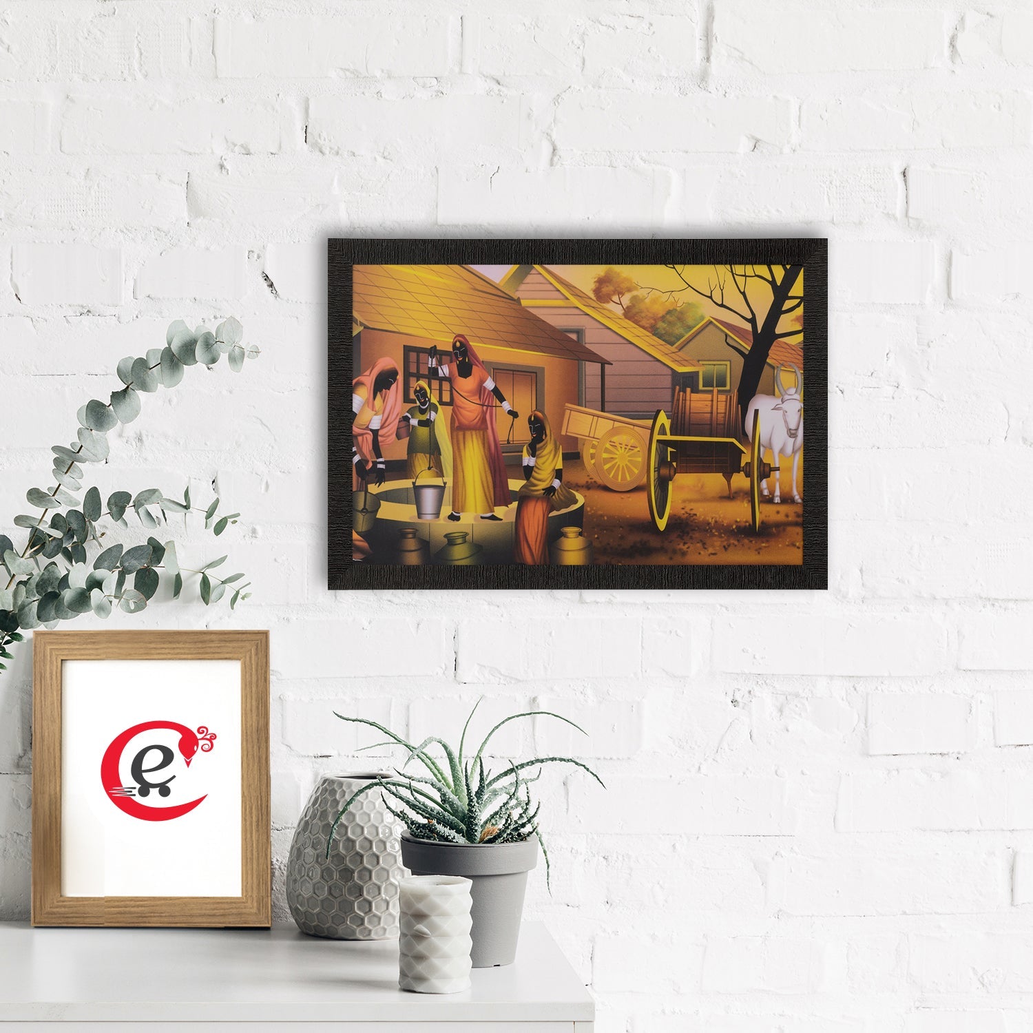 Village Scene Satin Matt Texture UV Art Painting Kafalo