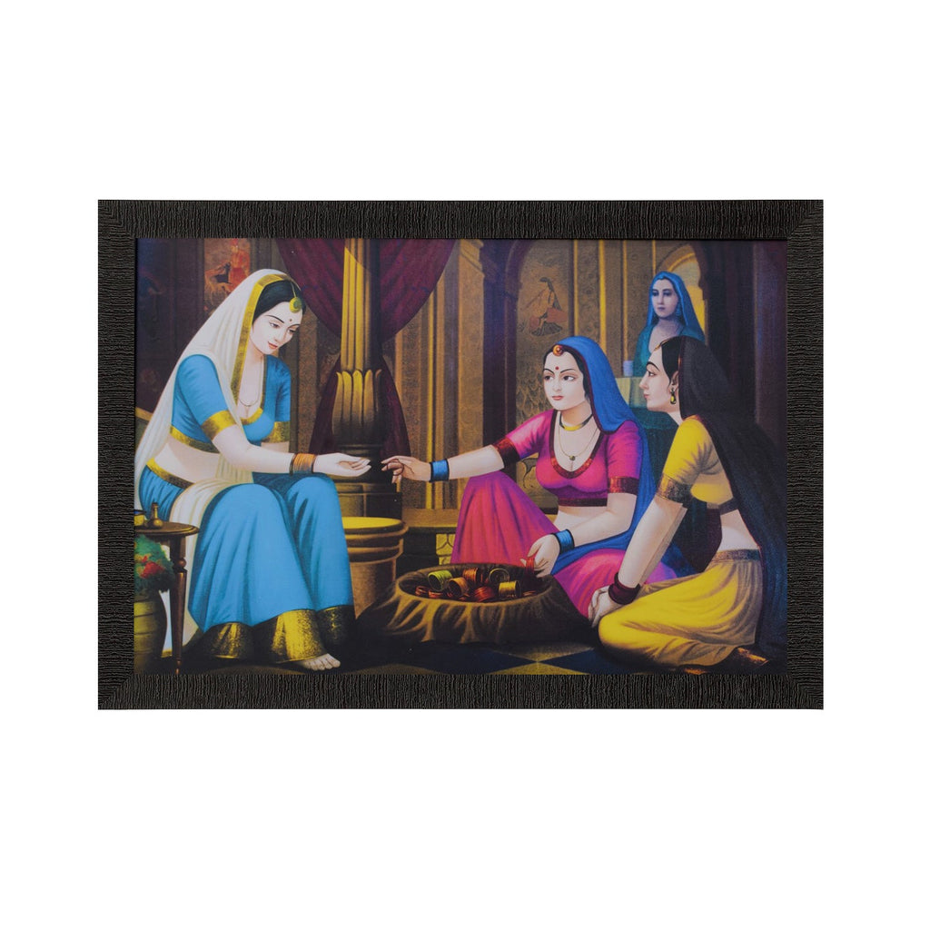 Village Lady Buying Bangles Satin Matt Texture UV Art Painting Kafalo