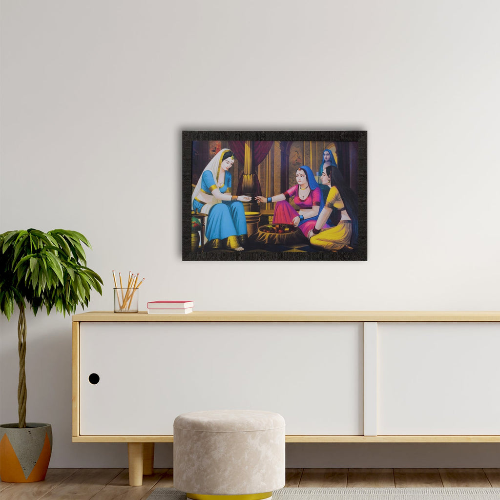 Village Lady Buying Bangles Satin Matt Texture UV Art Painting Kafalo