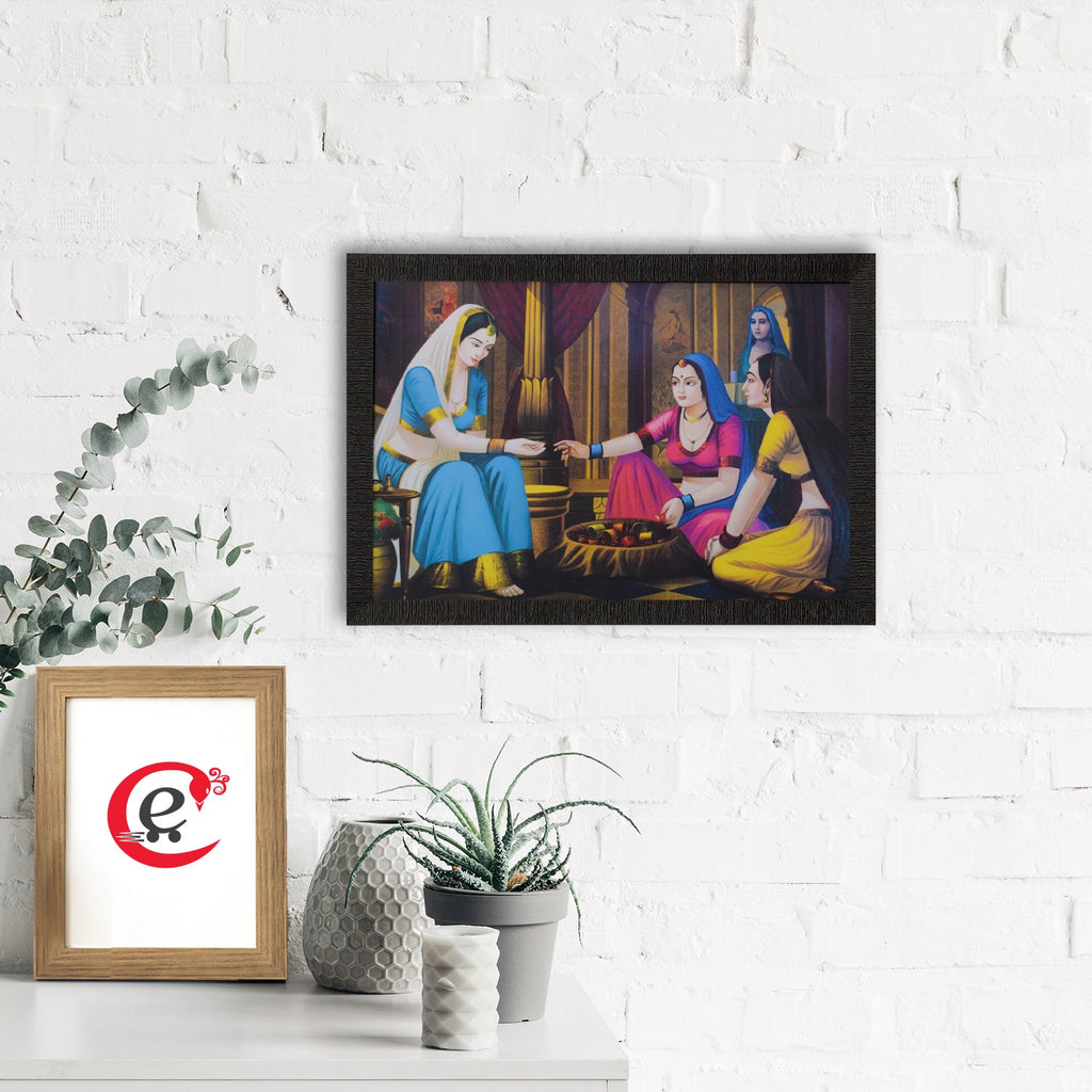 Village Lady Buying Bangles Satin Matt Texture UV Art Painting Kafalo