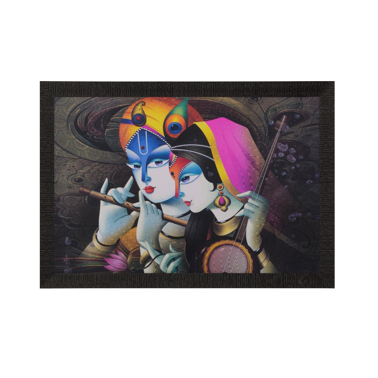 Radha Krishna Satin Matt Texture UV Art Painting Kafalo