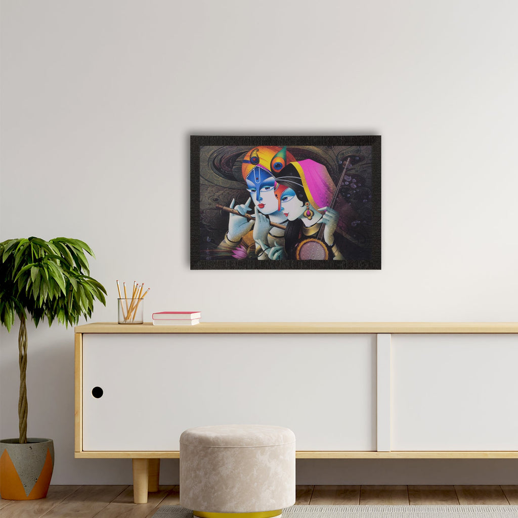 Radha Krishna Satin Matt Texture UV Art Painting Kafalo