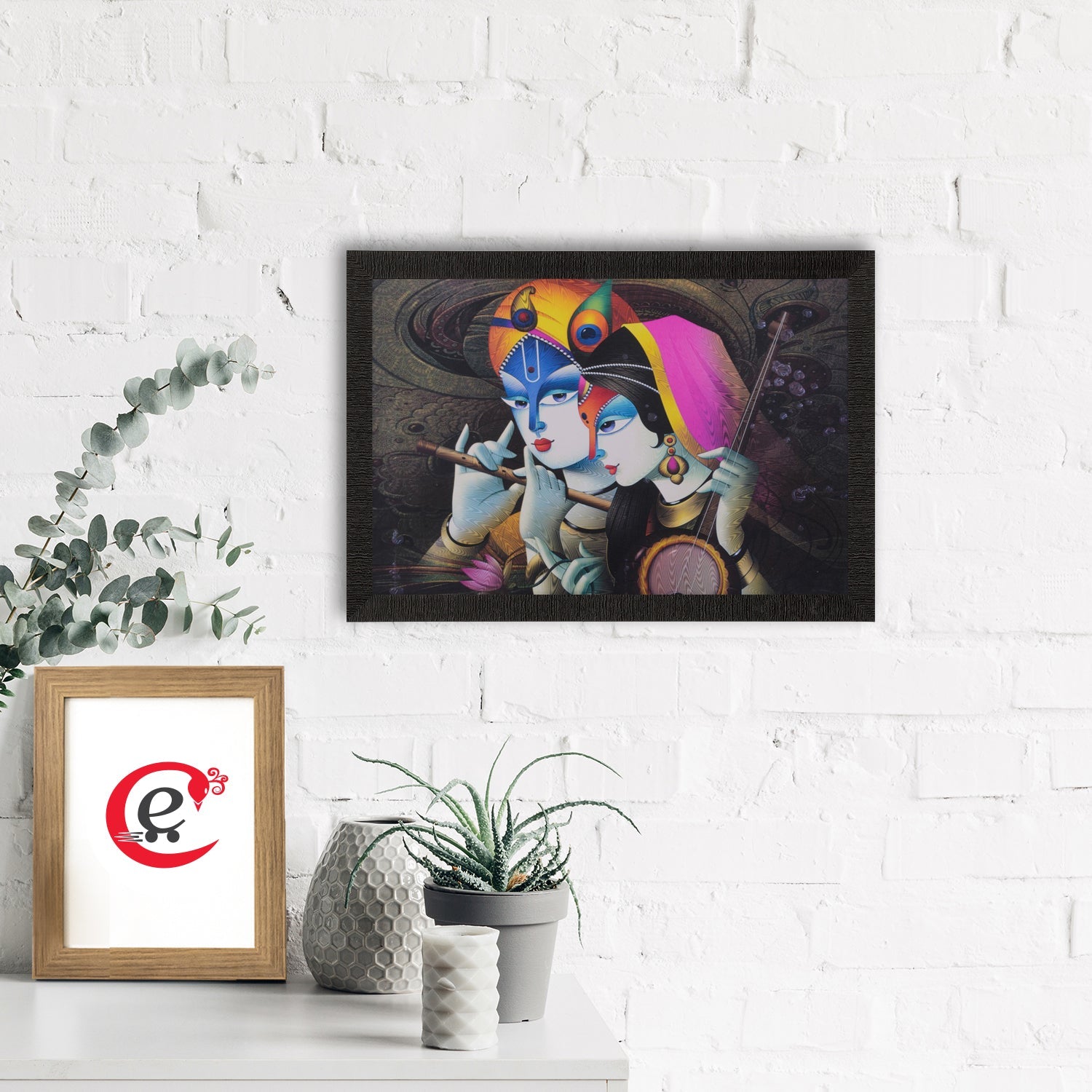 Radha Krishna Satin Matt Texture UV Art Painting Kafalo