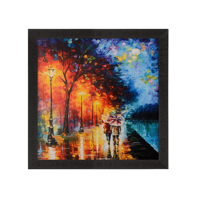 Love Couple Under Umbrella Satin Matt Texture UV Art Painting Kafalo