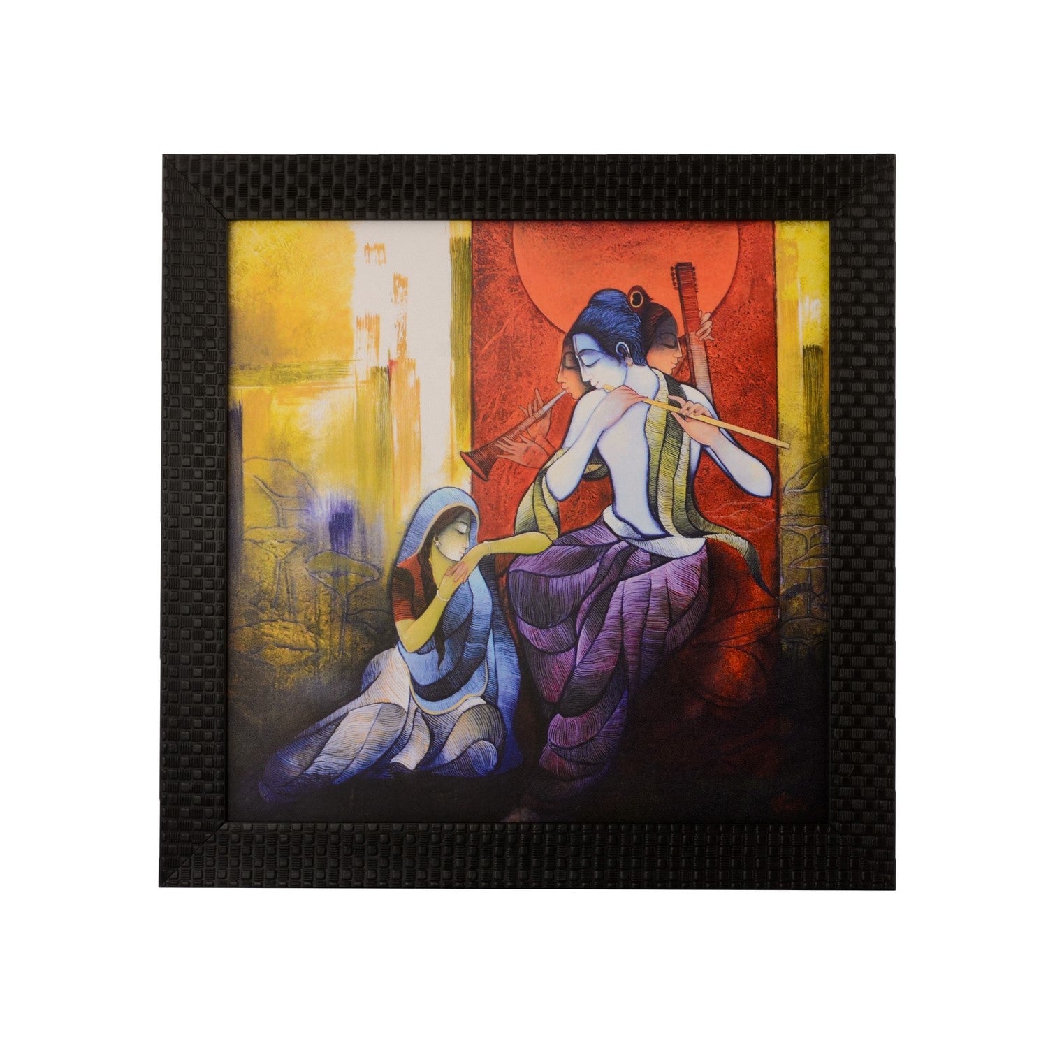 Radha Krishna enjoying Music Satin Matt Texture UV Art Painting Kafalo