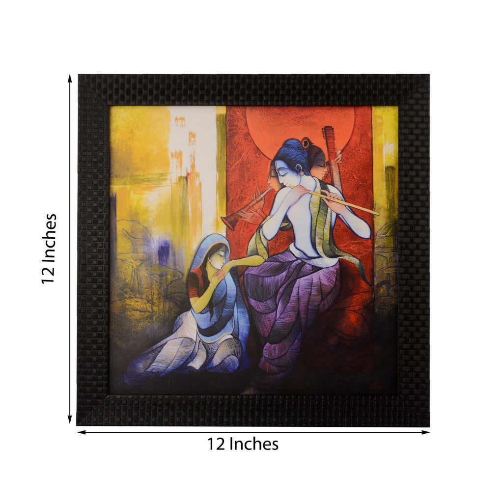 Radha Krishna enjoying Music Satin Matt Texture UV Art Painting Kafalo