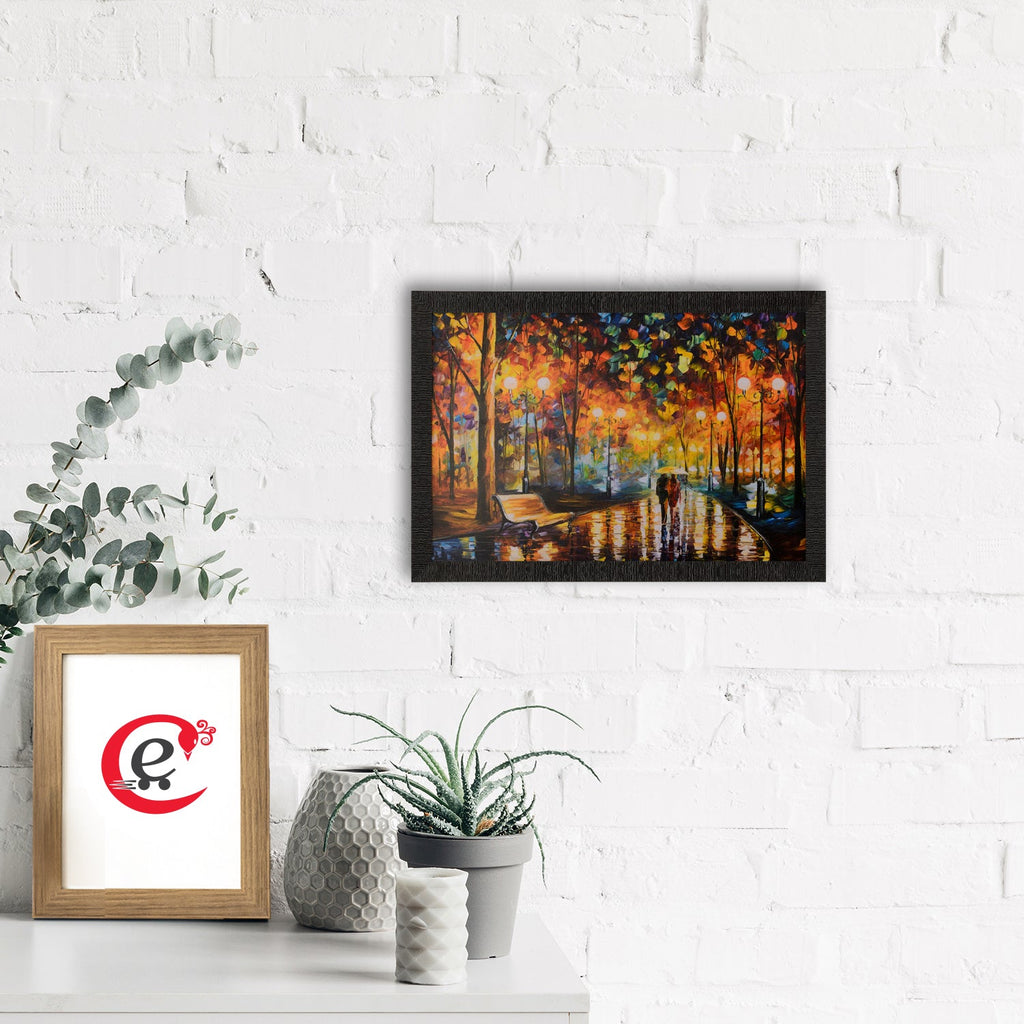 Love Couple Under Umbrella Satin Matt Texture UV Art Painting Kafalo