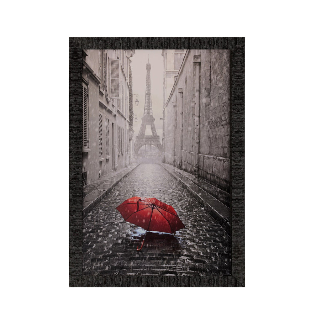 Eiffel Tower view under Rain Satin Matt Texture UV Art Painting Kafalo