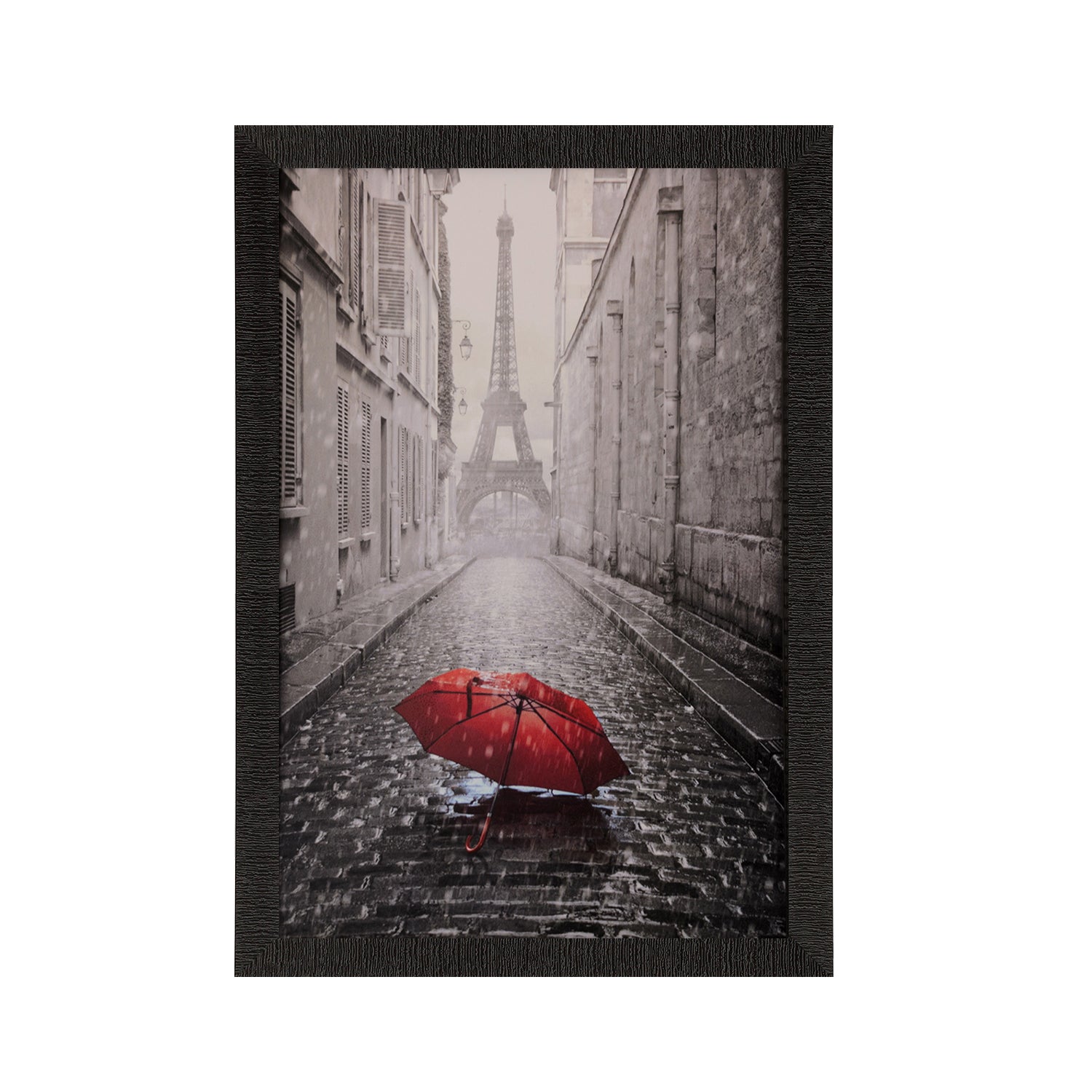 Eiffel Tower view under Rain Satin Matt Texture UV Art Painting Kafalo