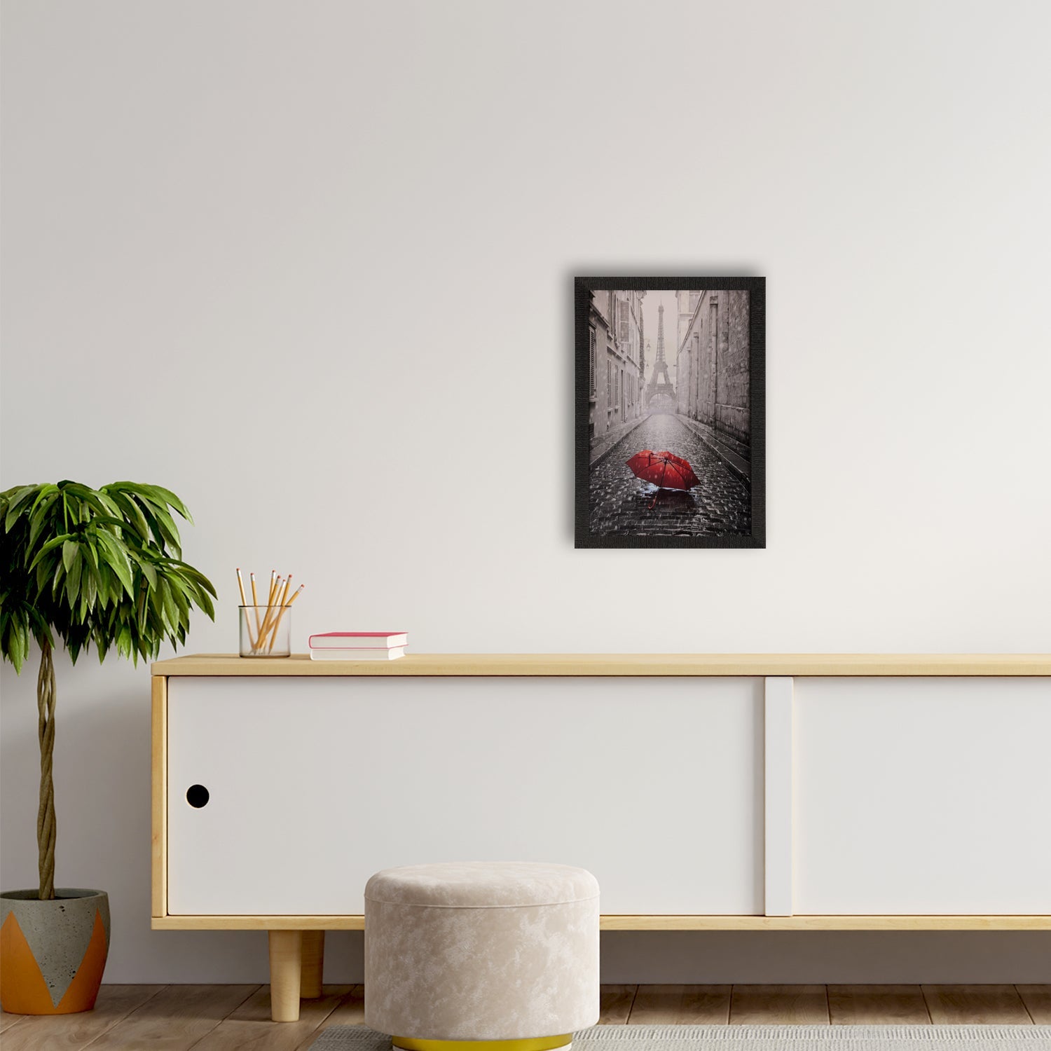 Eiffel Tower view under Rain Satin Matt Texture UV Art Painting Kafalo