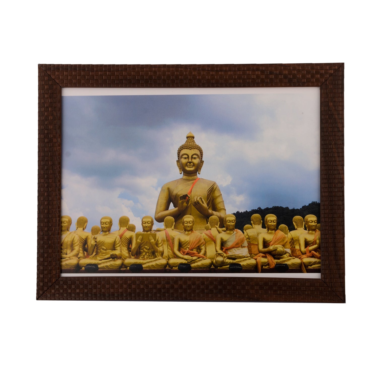 Buddha with Monks Satin Matt Texture UV Art Painting Kafalo