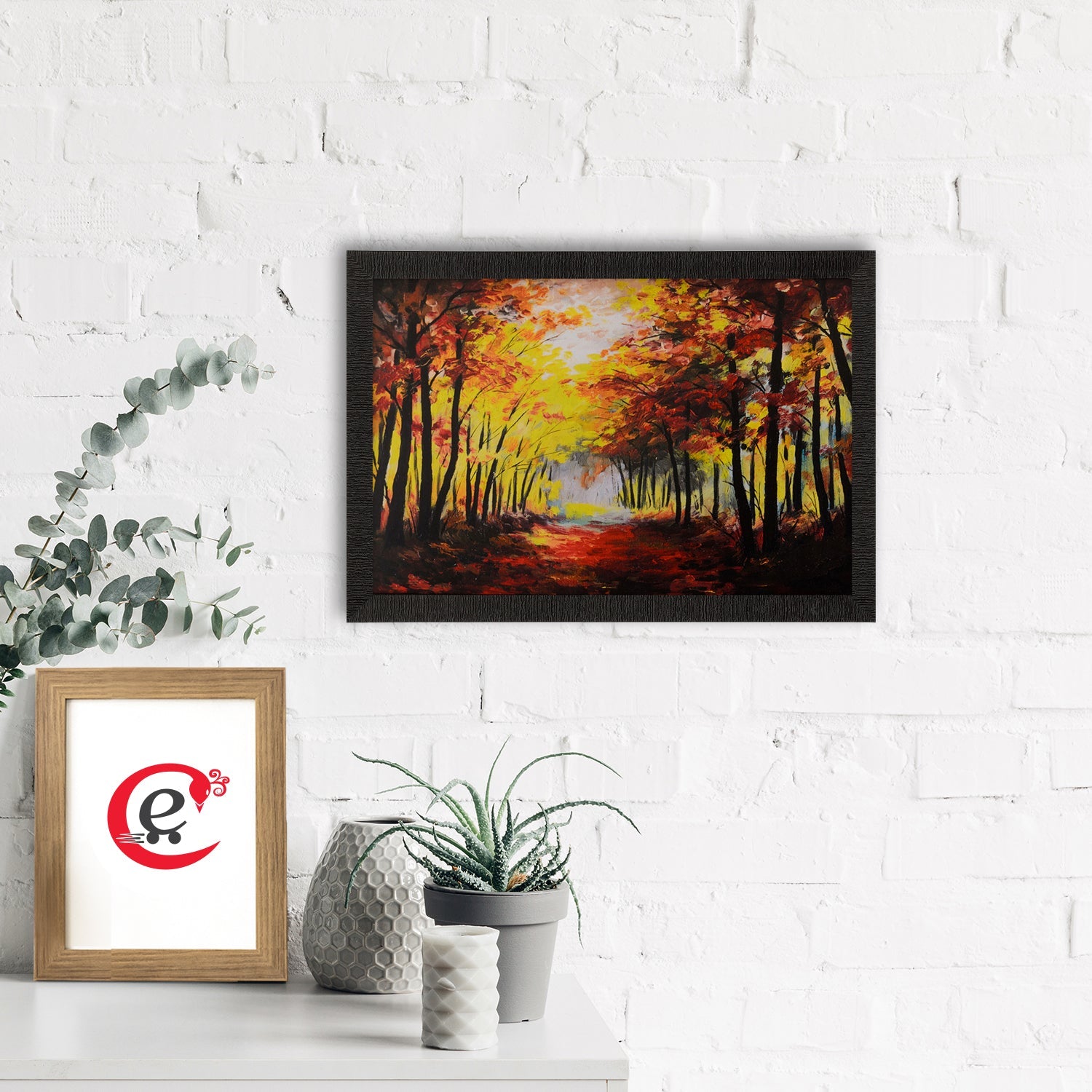 Fall Season Scenery View Satin Matt Texture UV Art Painting Kafalo