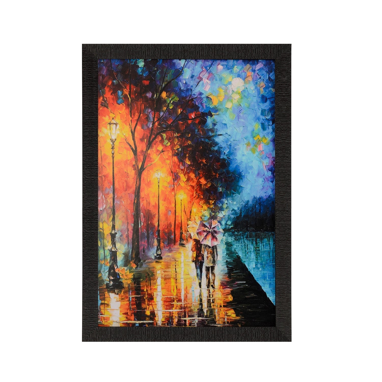 Love Couple Under Umbrella Satin Matt Texture UV Art Painting Kafalo