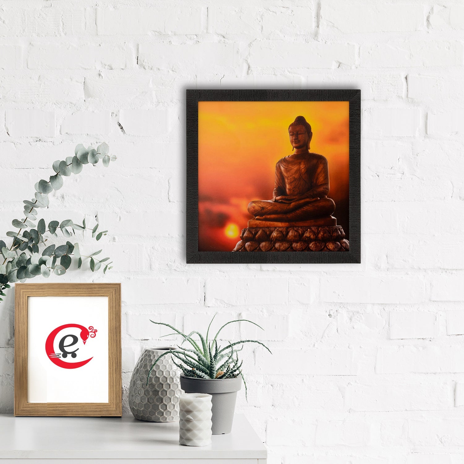 Meditating Buddha Painting Digital Printed Religious Wall Art Kafalo