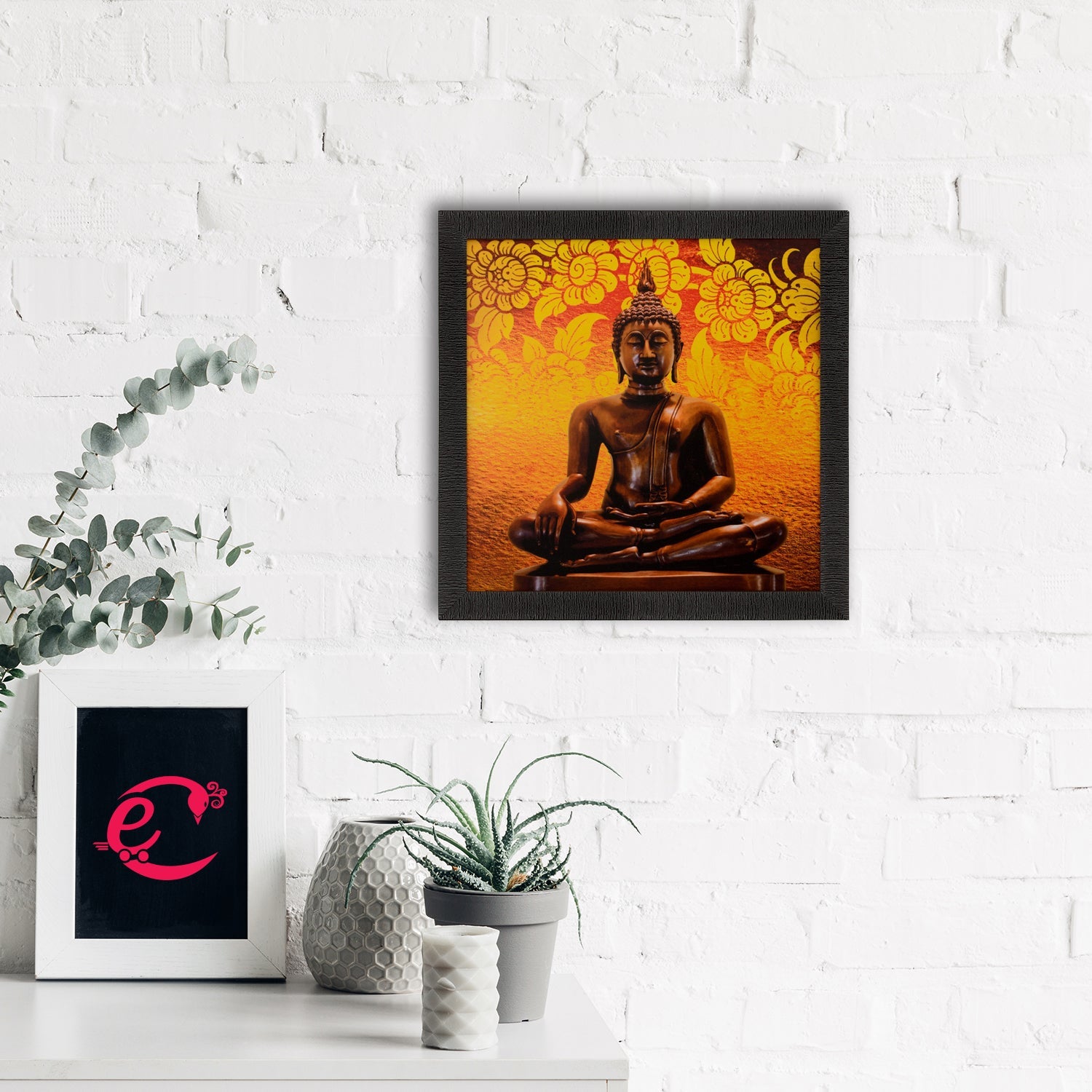 Meditating Buddha Painting Digital Printed Religious Wall Art Kafalo