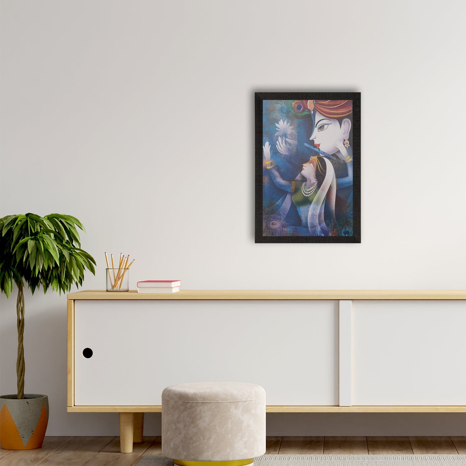 Radha Krishna Satin Matt Texture UV Art Painting Kafalo